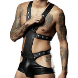 Sexy Körpergeschirr für Herren mit Reißverschluss im Schritt / BDSM-Fetisch-Bondage in schwarzer Farbe 