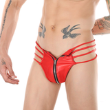 Sexy Jockstrap-Slips für Herren in den Farben Schwarz und Rot / Erotische Unterwäsche mit männlichem Frontreißverschluss 