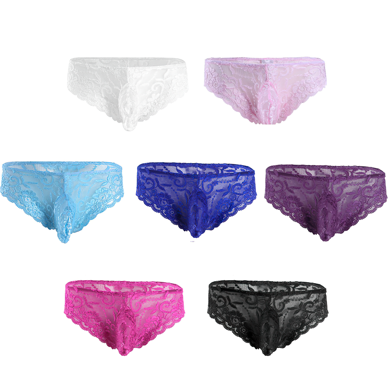 Men's Sexy Lace Floral Lingerie Panties / G-String Transparent Bikini Briefs Underwear - EVE's SECRETS