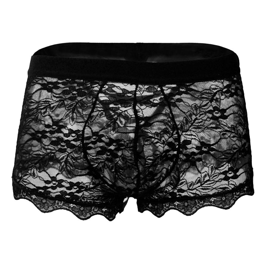 Men's Sexy Lace-Up Back Panties / Male Sissy Underwear with Floral Pattern - EVE's SECRETS