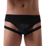 Men's Sexy Low Rise Seamless Briefs with Straps / Male Erotic Bulge Pouch Panties