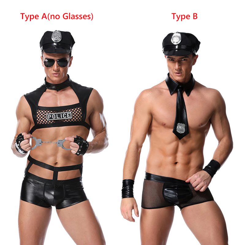Men's Sexy Police Cop Uniform Costume / Male Erotic Police Officer Role Play Clubwear - EVE's SECRETS