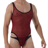 Men's Sexy See-through Mesh Sleeveless Bodysuit / Erotic High Cut Round Neck Gay Underwear - EVE's SECRETS
