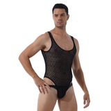 Men's Sexy See-through Mesh Sleeveless Bodysuit / Erotic High Cut Round Neck Gay Underwear - EVE's SECRETS