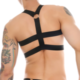 Men's Sexy Shoulder Chest Harness / Male Erotic Fetish Metal Ring Elastic Belt - EVE's SECRETS