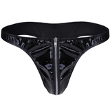 Men's Sexy Zipper Bikini Briefs / Male Wet Look Erotic Underwear