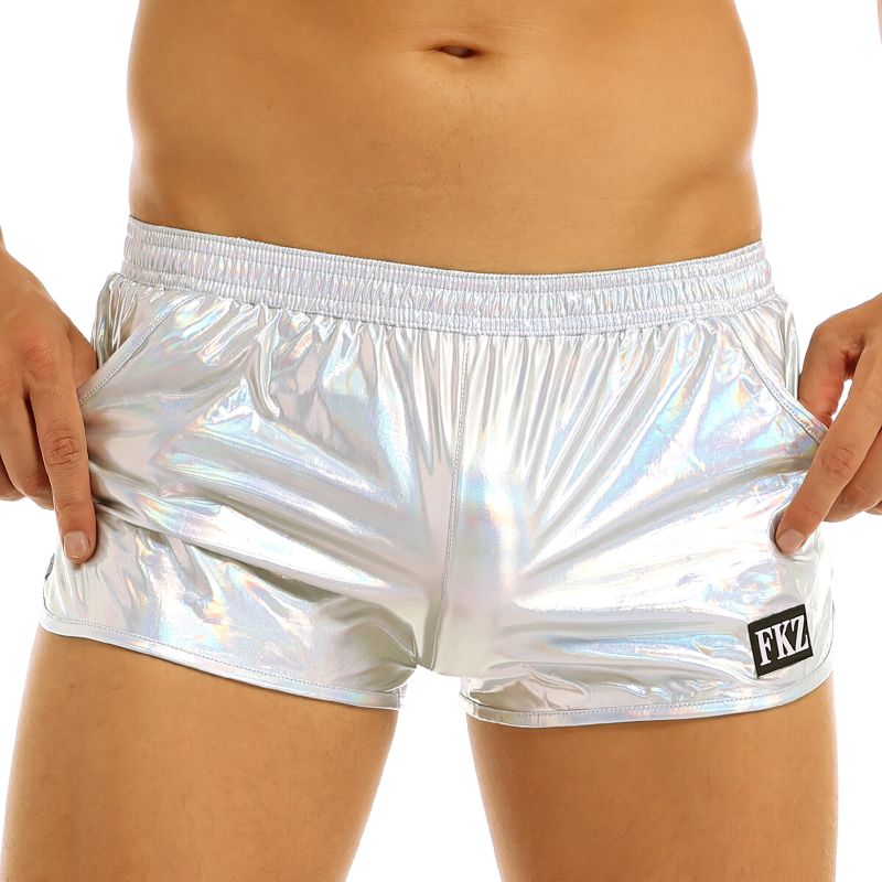 Men's Shiny Metallic Party Shorts / Elastic Waistban Boxer Shorts / Stage Performance Clubwear - EVE's SECRETS