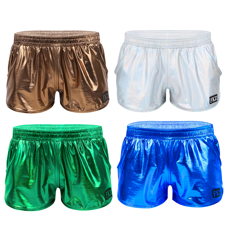 Men's Shiny Metallic Party Shorts / Elastic Waistban Boxer Shorts / Stage Performance Clubwear - EVE's SECRETS