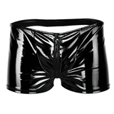 Men's Shiny Metallic Zipper Panties / Bulge Pouch Open Butt Boxer Underwear Shorts