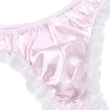 Men's Shiny Satin Ruffle Lace Panties / Male High Cut Sissy Underwear Lingerie - EVE's SECRETS