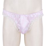 Men's Shiny Satin Ruffle Lace Panties / Male High Cut Sissy Underwear Lingerie - EVE's SECRETS