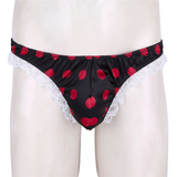 Men's Shiny Satin Ruffle Lace Panties / G-String High Cut Male Sissy Underwear Lingerie - EVE's SECRETS