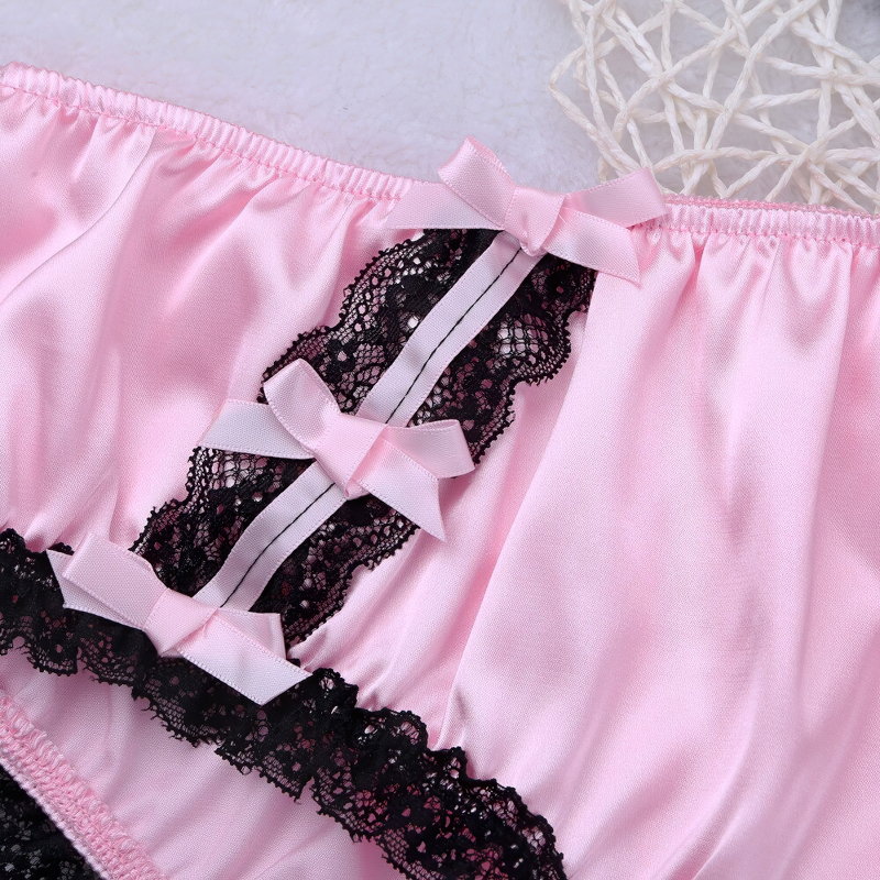 Men's Sissy Ruffled Lace Panties / Shiny Satin Low Rise Stretchy Gay Bikini Jockstraps - EVE's SECRETS