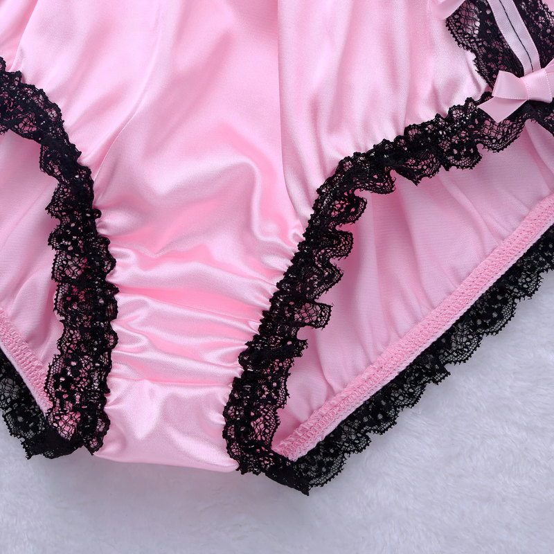 Men's Sissy Ruffled Lace Panties / Shiny Satin Low Rise Stretchy Gay Bikini Jockstraps - EVE's SECRETS