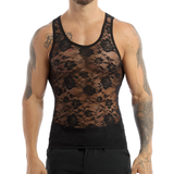 Men's Sissy See Through Sheer Lingerie / Sexy Lace Fitted Fitted T-Shirt / Exotic Gay Undershirt - EVE's SECRETS