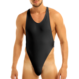 Ärmelloser Sissy-Dessous-Badeanzug für Herren / überkreuzter, hochgeschnittener, rückenfreier Trikot-Body 