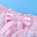 Men's Sissy Soft Satin Panties Lingerie / Sexy Floral Low-Rise Panties with Bowknots - EVE's SECRETS