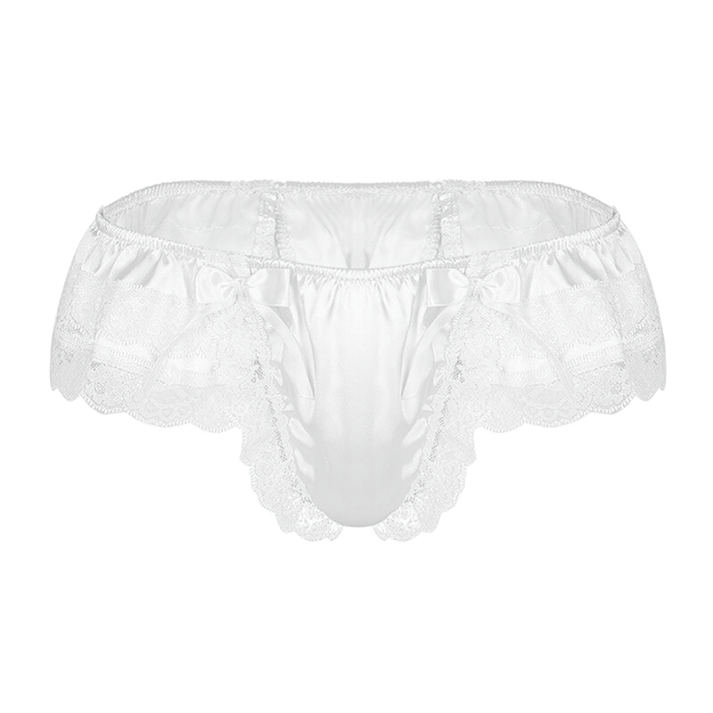 Men's Sissy Soft Satin Panties Lingerie / Sexy Floral Panties with Low-Rise Bowknot - EVE's SECRETS