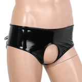 Men's Sissy Wetlook Panties / Patent Leather Open Crotch Sexy Underwear - EVE's SECRETS