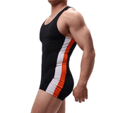 Men's Solid Color One-Piece Casual Athletic Swimsuit / Skinny Wrestling Bodysuit Sports Wear - EVE's SECRETS