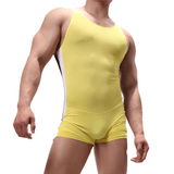Men's Solid Color One-Piece Casual Athletic Swimsuit / Skinny Wrestling Bodysuit Sports Wear - EVE's SECRETS