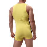 Men's Solid Color One-Piece Casual Athletic Swimsuit / Skinny Wrestling Bodysuit Sports Wear - EVE's SECRETS