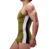 Men's Solid Color One-Piece Casual Athletic Swimsuit / Skinny Wrestling Bodysuit Sports Wear - EVE's SECRETS