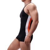 Men's Solid Color One-Piece Casual Athletic Swimsuit / Skinny Wrestling Bodysuit Sports Wear - EVE's SECRETS