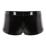 Men's Underwear with Holes on Front in Black Color / Wet Look Patent Leather Sexy Pouch Boxers - EVE's SECRETS