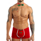 Herren-Boxershorts aus Samt mit weihnachtlichem Fancy-Cosplay-Kostüm / Jockstraps mit Bulge-Beutel vorne 