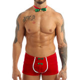 Men's Velvet Christmas Fancy Cosplay Costume / Front Jockstraps Bulge Pouch Boxer Shorts - EVE's SECRETS