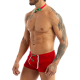 Men's Velvet Christmas Fancy Cosplay Costume / Front Jockstraps Bulge Pouch Boxer Shorts - EVE's SECRETS