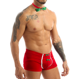 Men's Velvet Christmas Fancy Cosplay Costume / Front Jockstraps Bulge Pouch Boxer Shorts - EVE's SECRETS