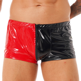 Men's Wet Look Double-Color Boxer Briefs / Male Sexy Underwear with Front Zipper - EVE's SECRETS