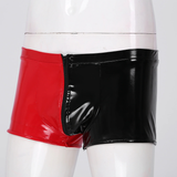 Men's Wet Look Double-Color Boxer Briefs / Male Sexy Underwear with Front Zipper - EVE's SECRETS