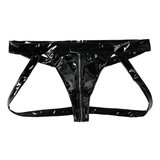 Men's Wet Look Leather Sissy Panties / Low Rise Jockstrap Open Butt Zipper Underwear - EVE's SECRETS