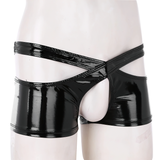 Men's Wet Look  Sexy Latex  Panties / Two Halves Male Open Crotch Boxer Underpants - EVE's SECRETS