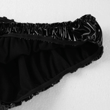 Men's Wetlook Funwear Lingerie / Faux Leather Ruffled Bra Top and Briefs / Male Sexy Underwear - EVE's SECRETS