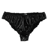 Men's Wetlook Funwear Lingerie / Faux Leather Ruffled Funwear Panties / Bra Top With Briefs - EVE's SECRETS