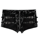 Men's Wetlook Sexy Leather Underwear / Latex Sheer Zip Up Fishnet Boxer Shorts - EVE's SECRETS