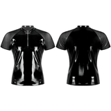 Men's Wetlook T-Shirt With Round Neck / Clothing With Short Sleeves And Half Front Zipper - EVE's SECRETS