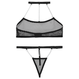 Mesh Women's Transparent Lingerie Set / Sexy Women's High Waist G-Strings / Erotic Bra with Collar - EVE's SECRETS
