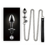 Metal Anal Plug with Bell and Slave Chain / BDSM Sex Toys for Women and Men