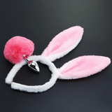 Metal Anal Plug with Bunny Tail and Plush Ears / Cute Rabbit Cosplay Adult Sex Toy - EVE's SECRETS