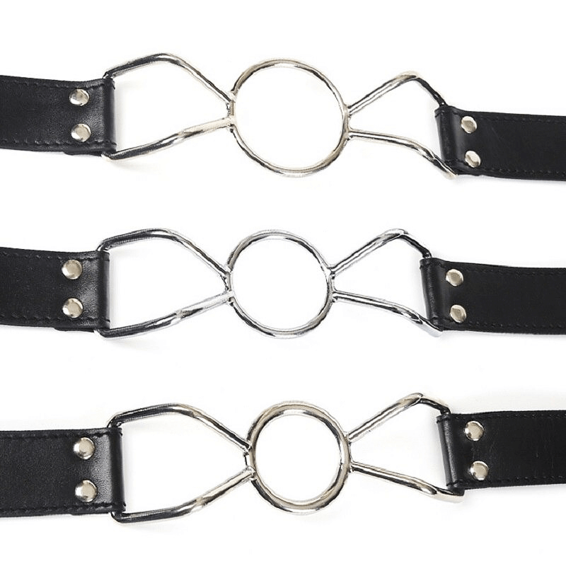 Metal O-ring Mouth Gag with Faux Leather Strap / BDSM Gags of Various Sizes / Fetish Sex Toys - EVE's SECRETS