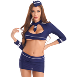 Navy Women's Sexy Stewardess Costume / Female Erotic Clothing For Sex And Role Games - EVE's SECRETS