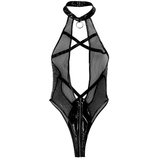 Patent Leather Ladies Bodysuit / Sexy Mesh High Cut Lingerie / Erotic Hollow Out Underwear - EVE's SECRETS