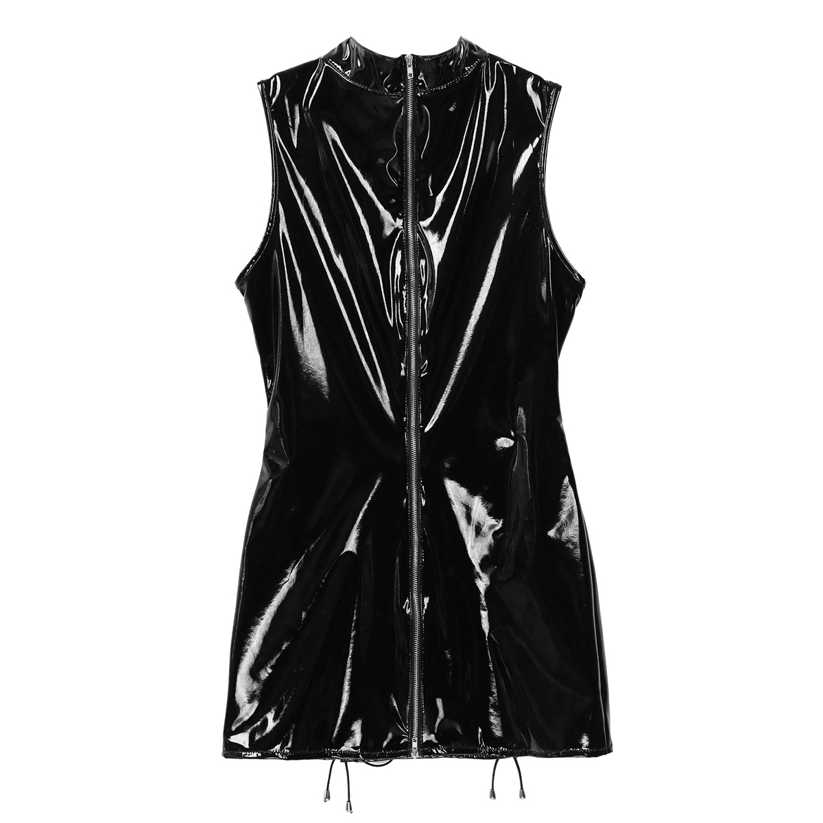 Patent Leather Wetlook Sexy Mini Dress / Women's Black Bodycon Costume - EVE's SECRETS