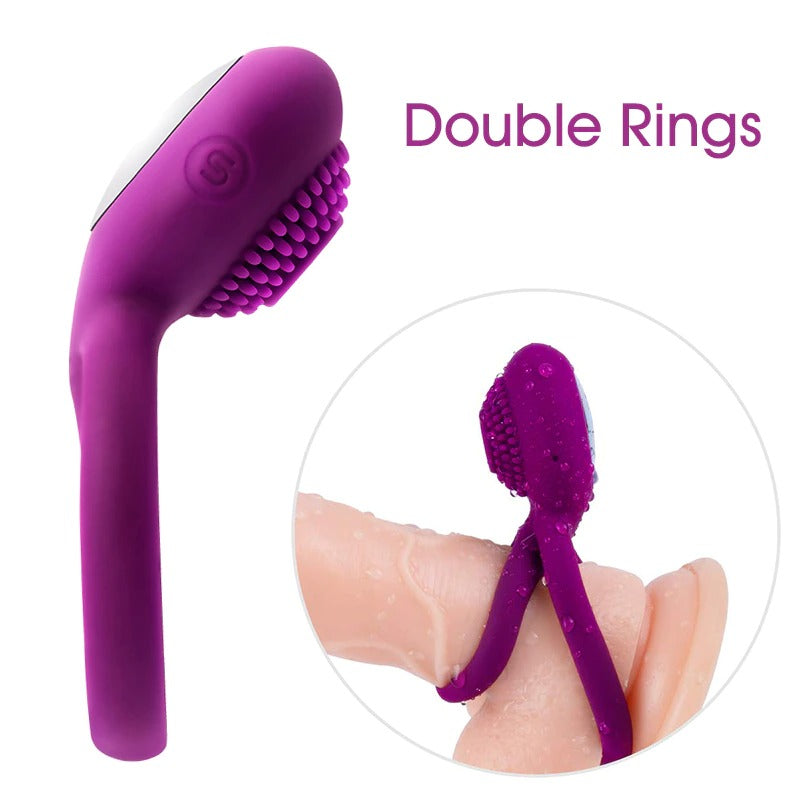 Penis Vibrator Silicone Double Rings for Cock Balls / Silicone Cockring for Couples - EVE's SECRETS