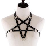 Pentagram Bra Harness for Women / Sexy PU Leather Body Harness / BDSM Apparel
